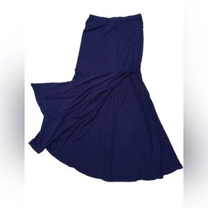 Women’s M Blue High Waisted Maxi Skirt Side Slit Stretchy Semi-Sheer Boho Vsco